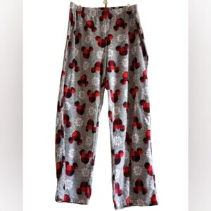 Disney Pajama Pants Womens XL Gray Mickey‎ Mouse Fleece Winter Cozy Loungewear